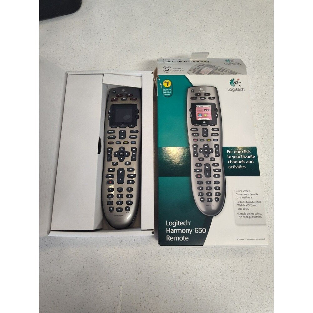 LOGITECH Harmony 650 Universal Remote Control Color Screen Silver New Sealed